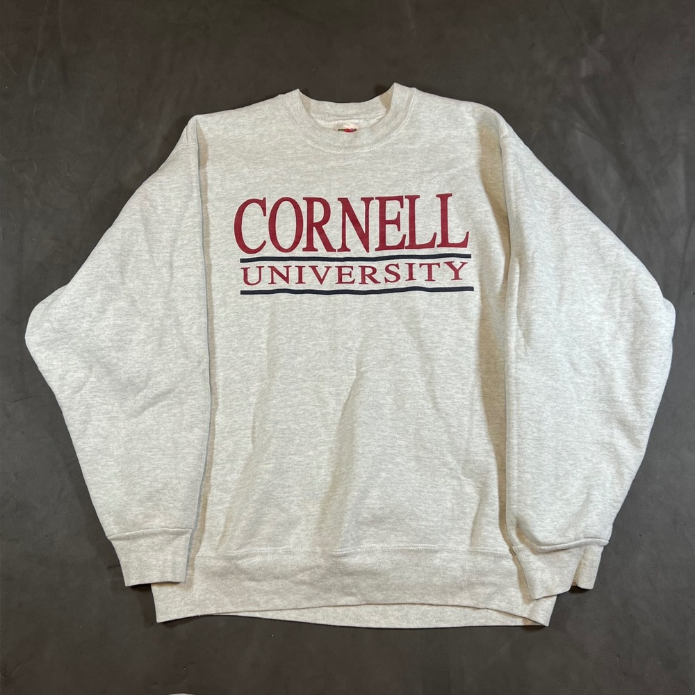 Vintage 90s Fruit of the Loom Cornell University Sweatshirt Mens Large Gray USA